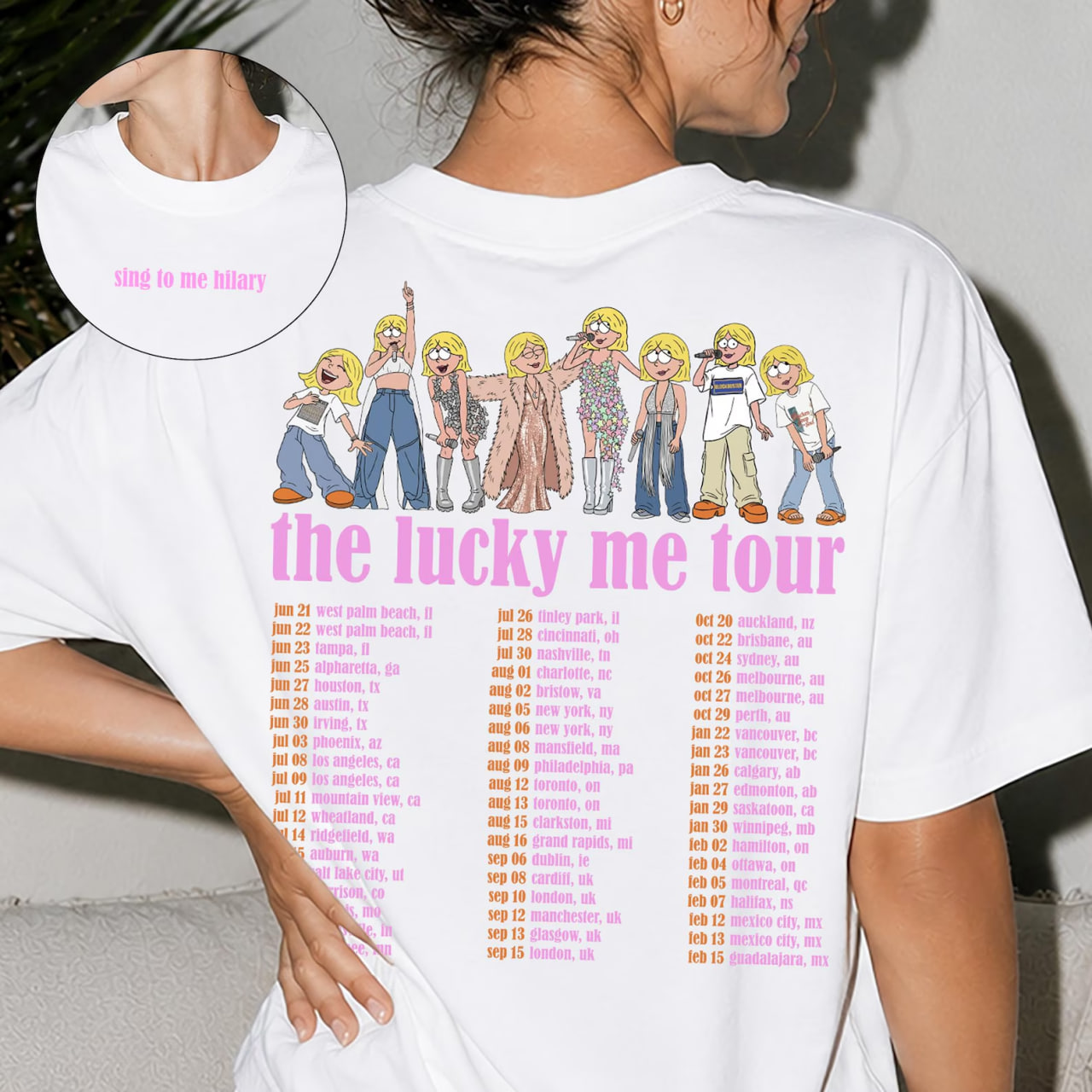 photo_2026-07-21_21-40-26 Hilary Duff Lucky Me Tour 2026 Tee, Cartoon Lizzie McGuire, Sing to Me Lizzie, Y2K Nostalgia