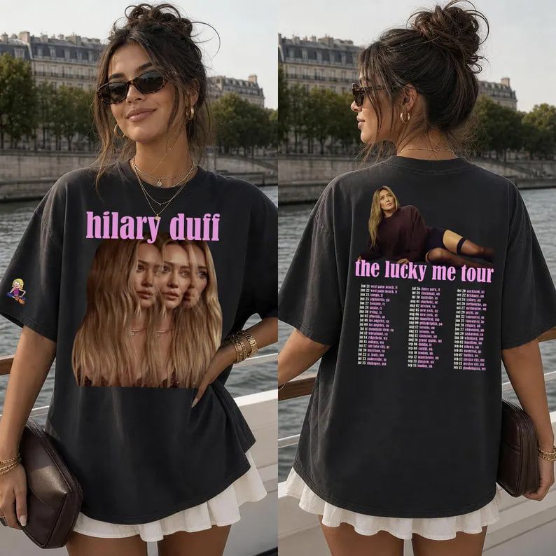photo_2026-07-21_21-45-03 Hilary Duff Lucky Me Tour 2026 Tee, Cartoon Lizzie McGuire, Y2K Nostalgia